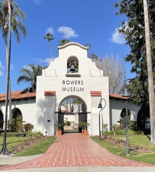 Bowers Museum entrance with Spanish Colonial Revival architecture